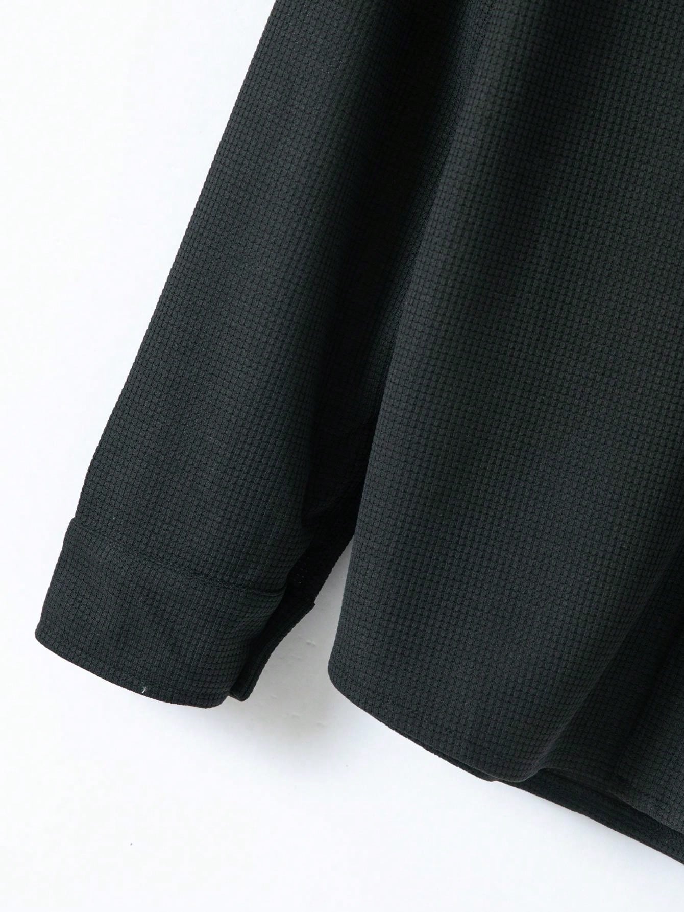1 set Chemise manches longues de couleur unie décontractée pour homme avec poche + pantalon
