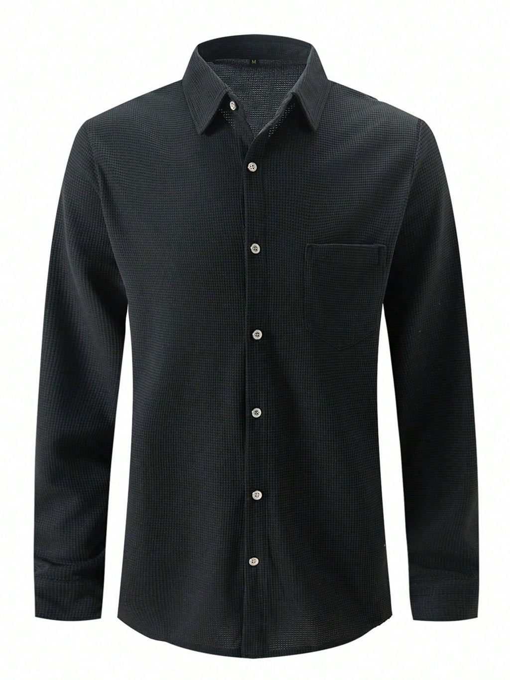 1 set Chemise manches longues de couleur unie décontractée pour homme avec poche + pantalon