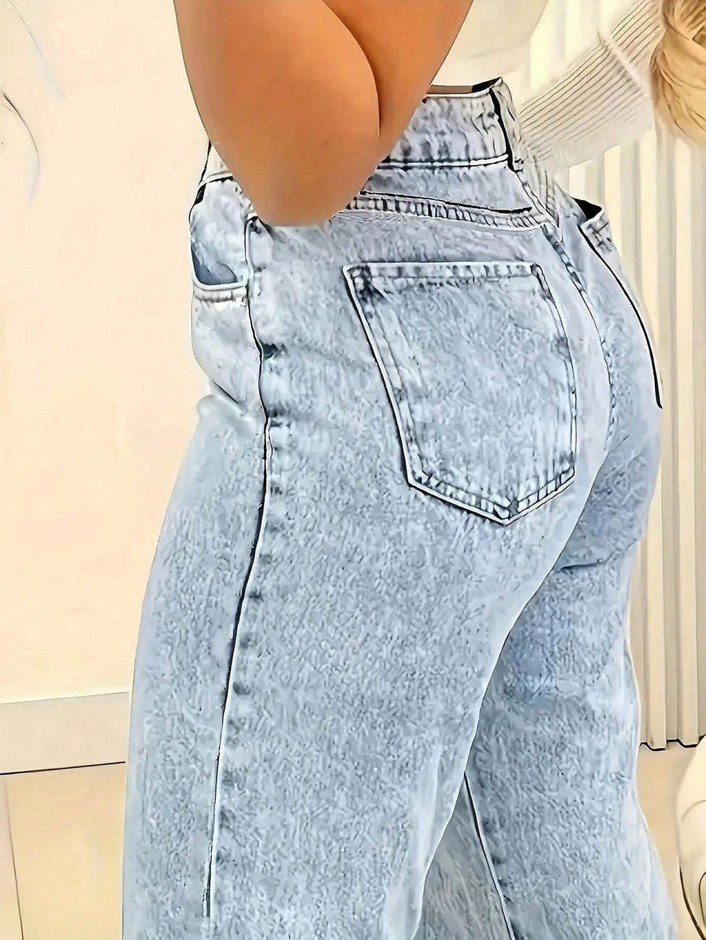 2025 Nouveau Jeans vintage décontracté à jambe droite ultra skinny taille haute bleu délavé pour femmes
