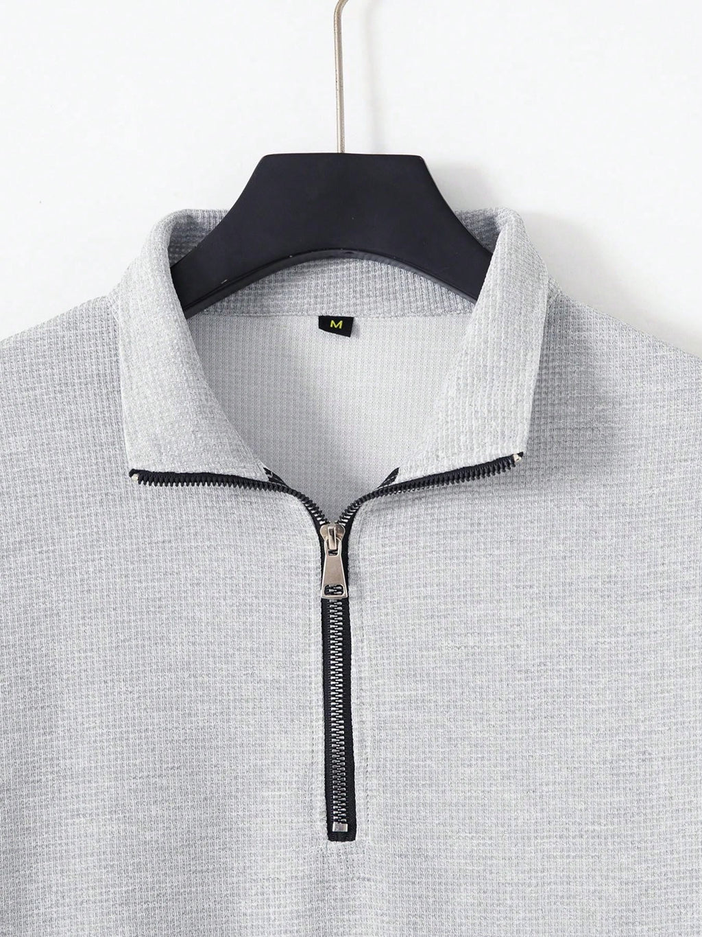 1 set Homme simple de survêtement 2 pièces, Top à col montant zippé manches longues + pantalon, de couleur unie, léger