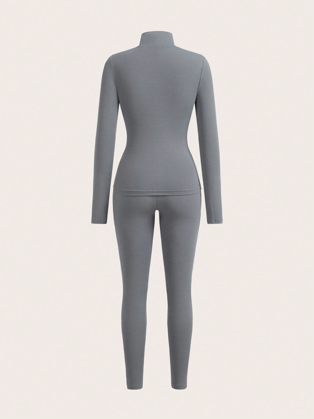 SHEIN EZwear 4 pièces Ensemble de tenue de sport pour femmes, veste zippée couleur unie minimaliste et leggings près du corps
