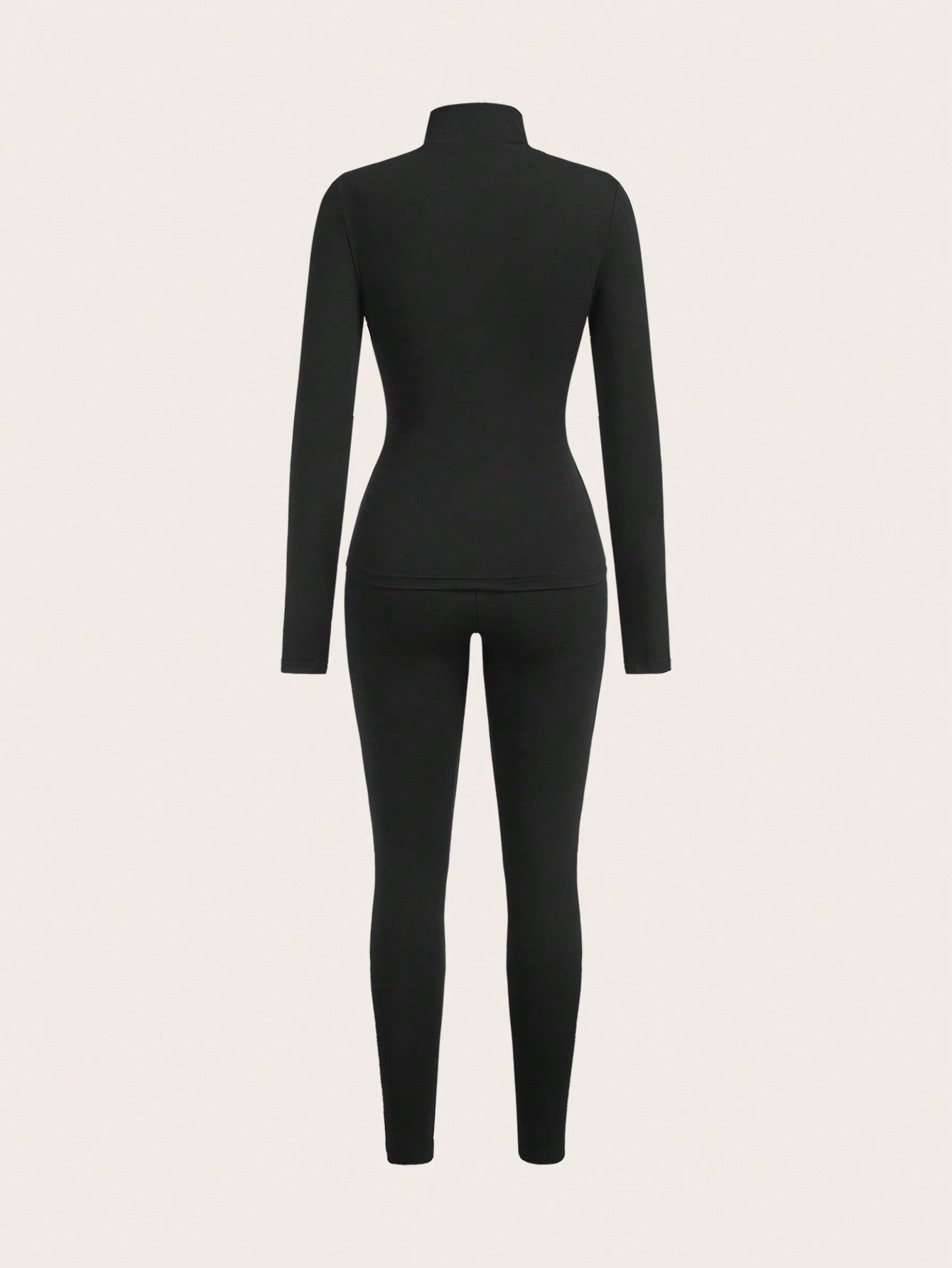 SHEIN EZwear 4 pièces Ensemble de tenue de sport pour femmes, veste zippée couleur unie minimaliste et leggings près du corps