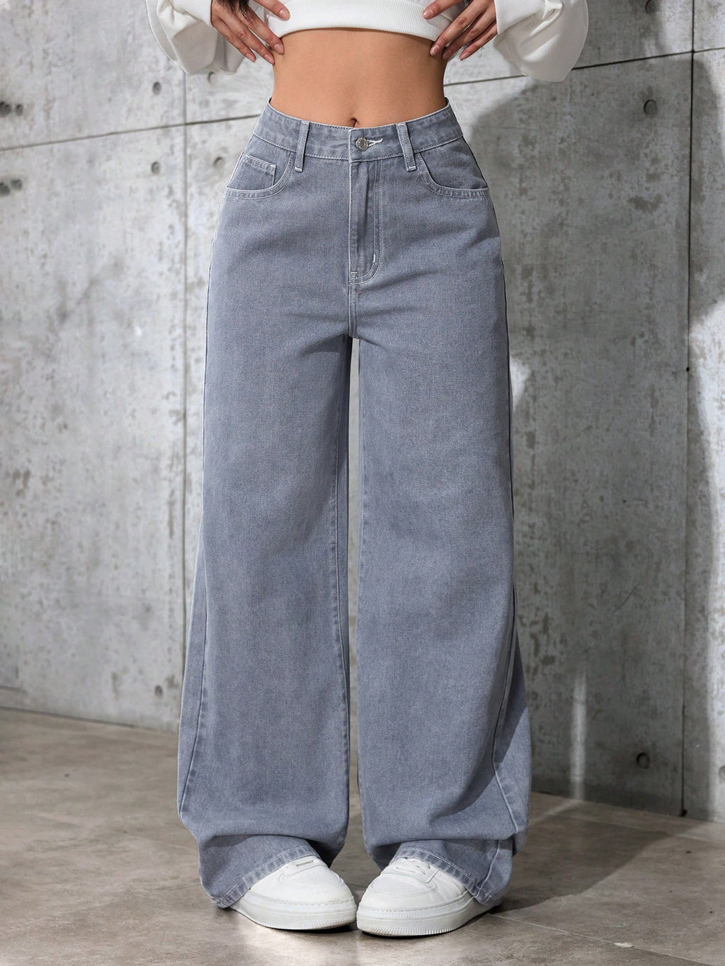 SHEIN EZwear Jean Droit Taille Haute