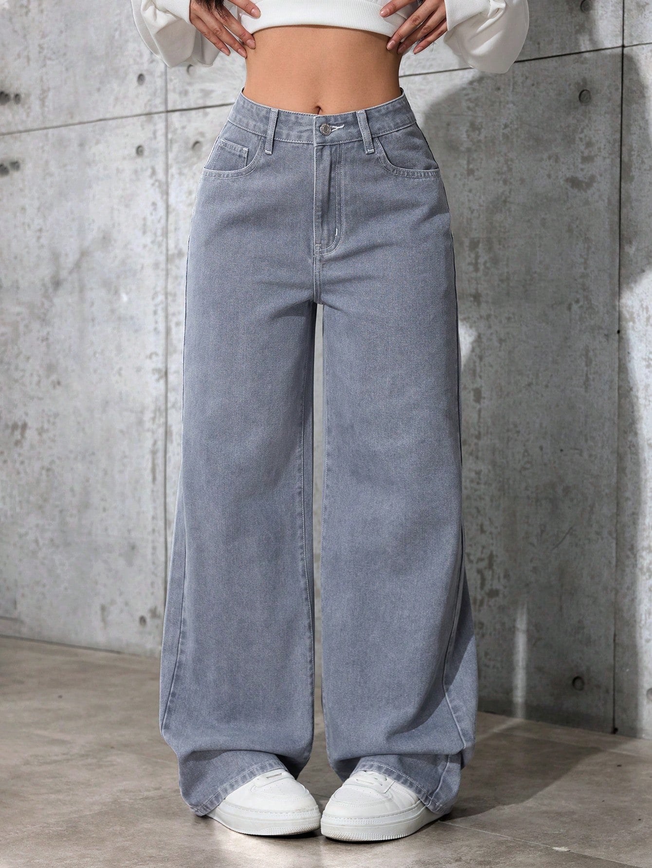 SHEIN EZwear Jean Droit Taille Haute