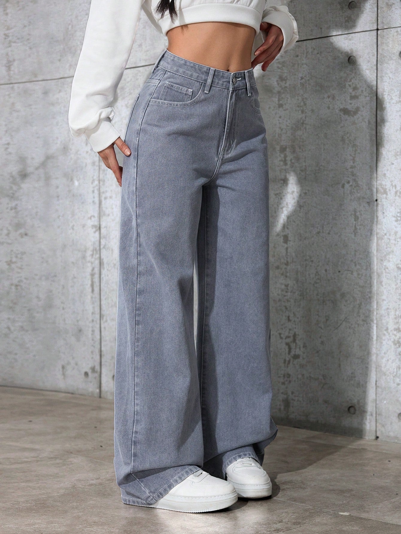 SHEIN EZwear Jean Droit Taille Haute