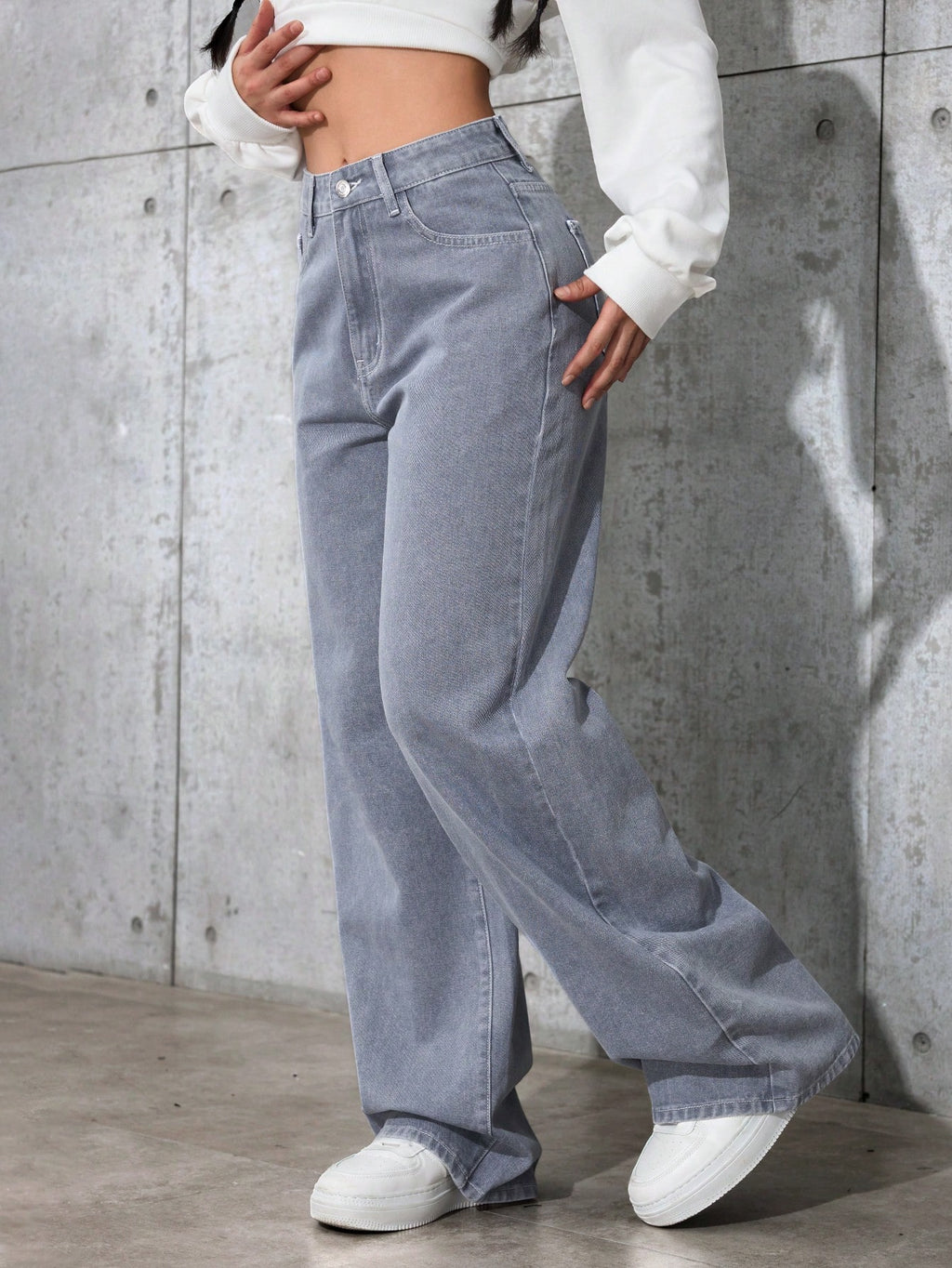SHEIN EZwear Jean Droit Taille Haute