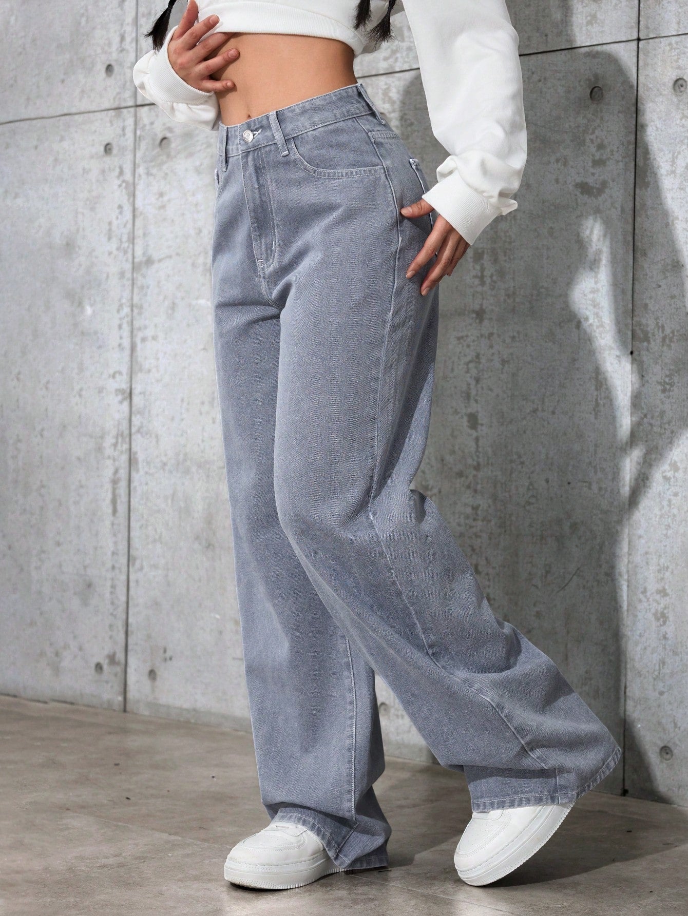 SHEIN EZwear Jean Droit Taille Haute