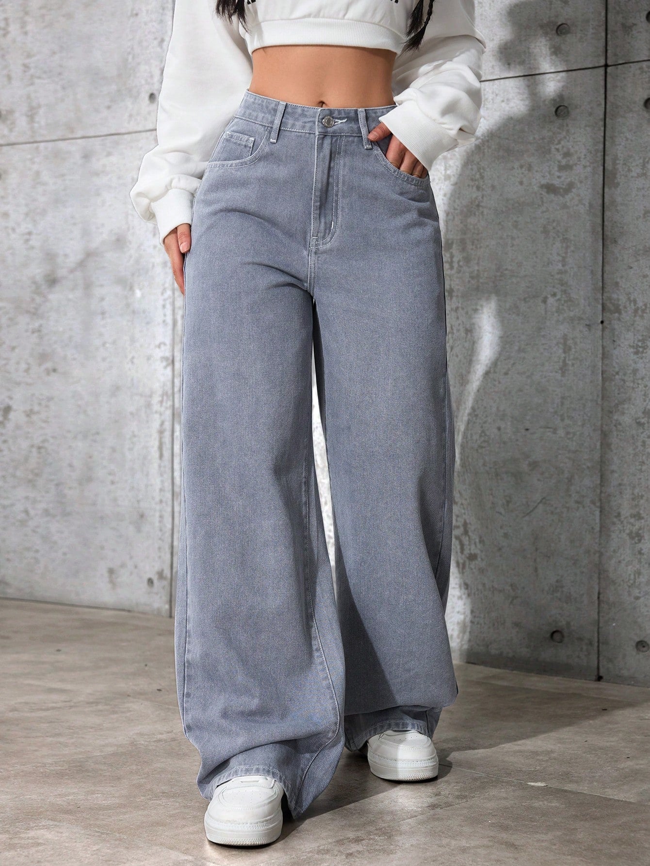 SHEIN EZwear Jean Droit Taille Haute