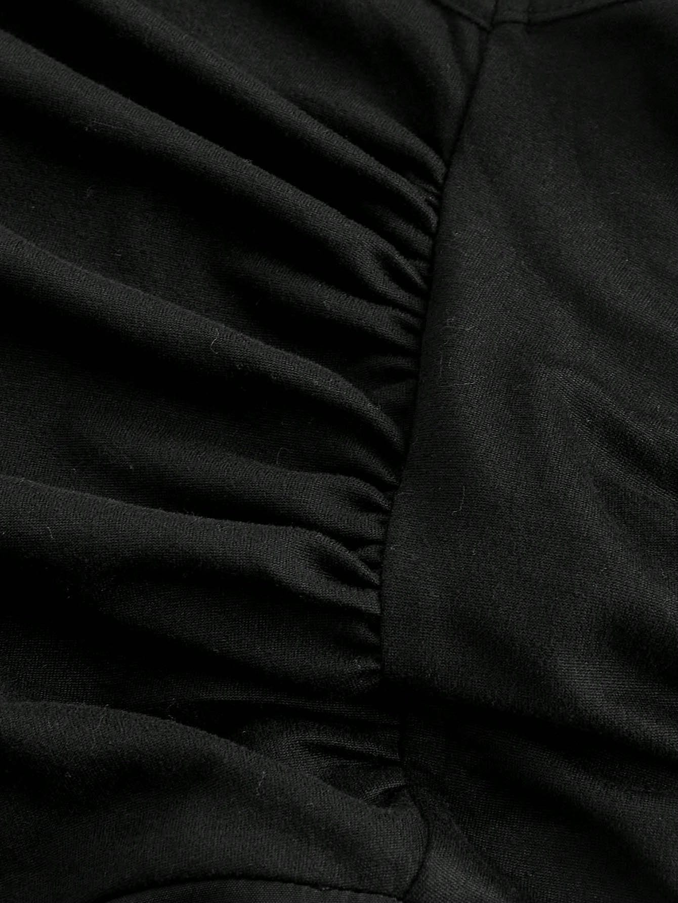 SHEIN MOD 1 pièce Combinaison ample à jambes larges et plissées noire pour femme grande taille avec ceinture, style casual, Nouvel An, Saint-Valentin
