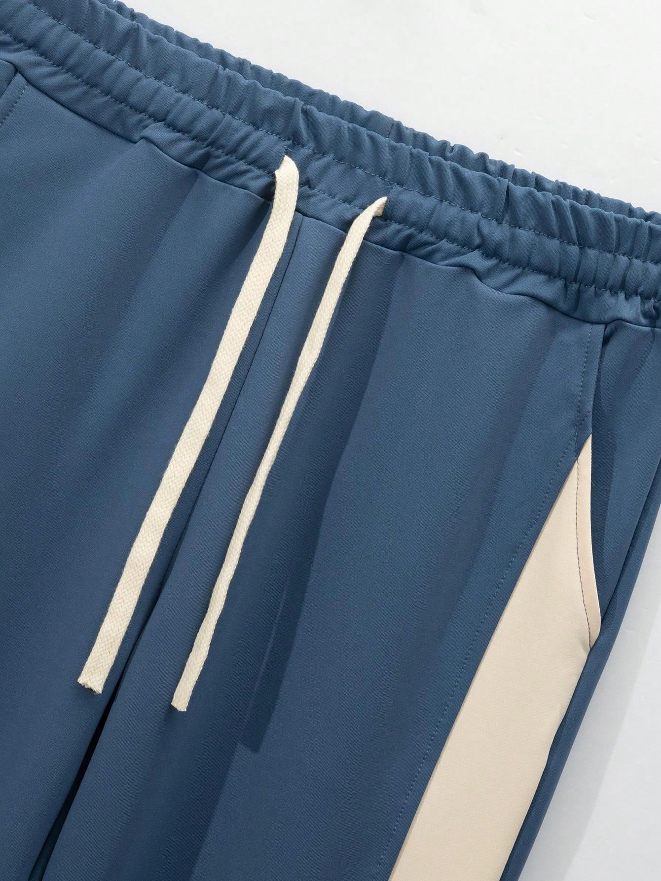1 set Homme veste de baseball monobloc décontractée à col et pantalon, blocs de couleurs, 2 pièces, d'épaisseur moyenne, convient pour les voyages et l'usage quotidien