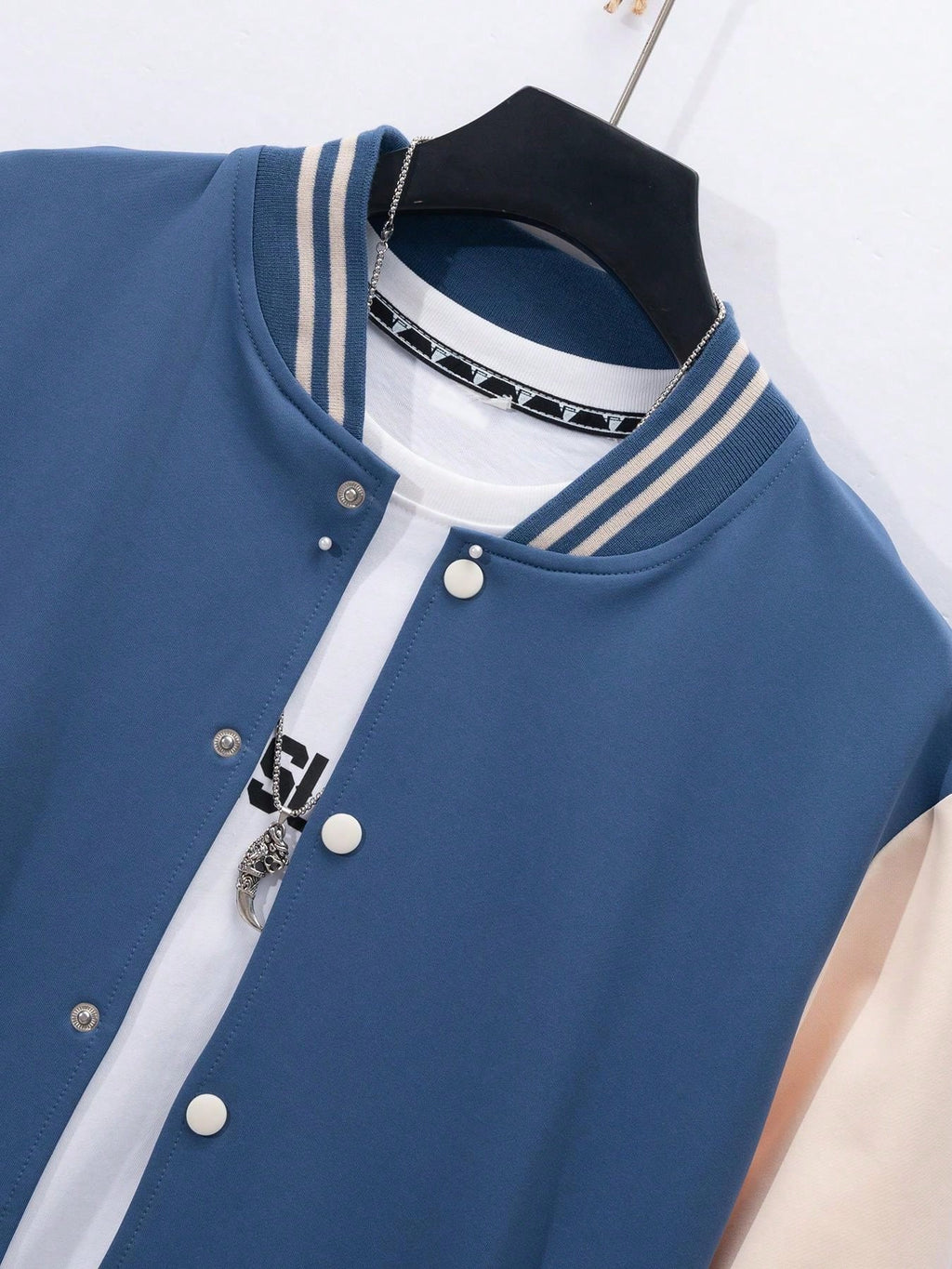 1 set Homme veste de baseball monobloc décontractée à col et pantalon, blocs de couleurs, 2 pièces, d'épaisseur moyenne, convient pour les voyages et l'usage quotidien