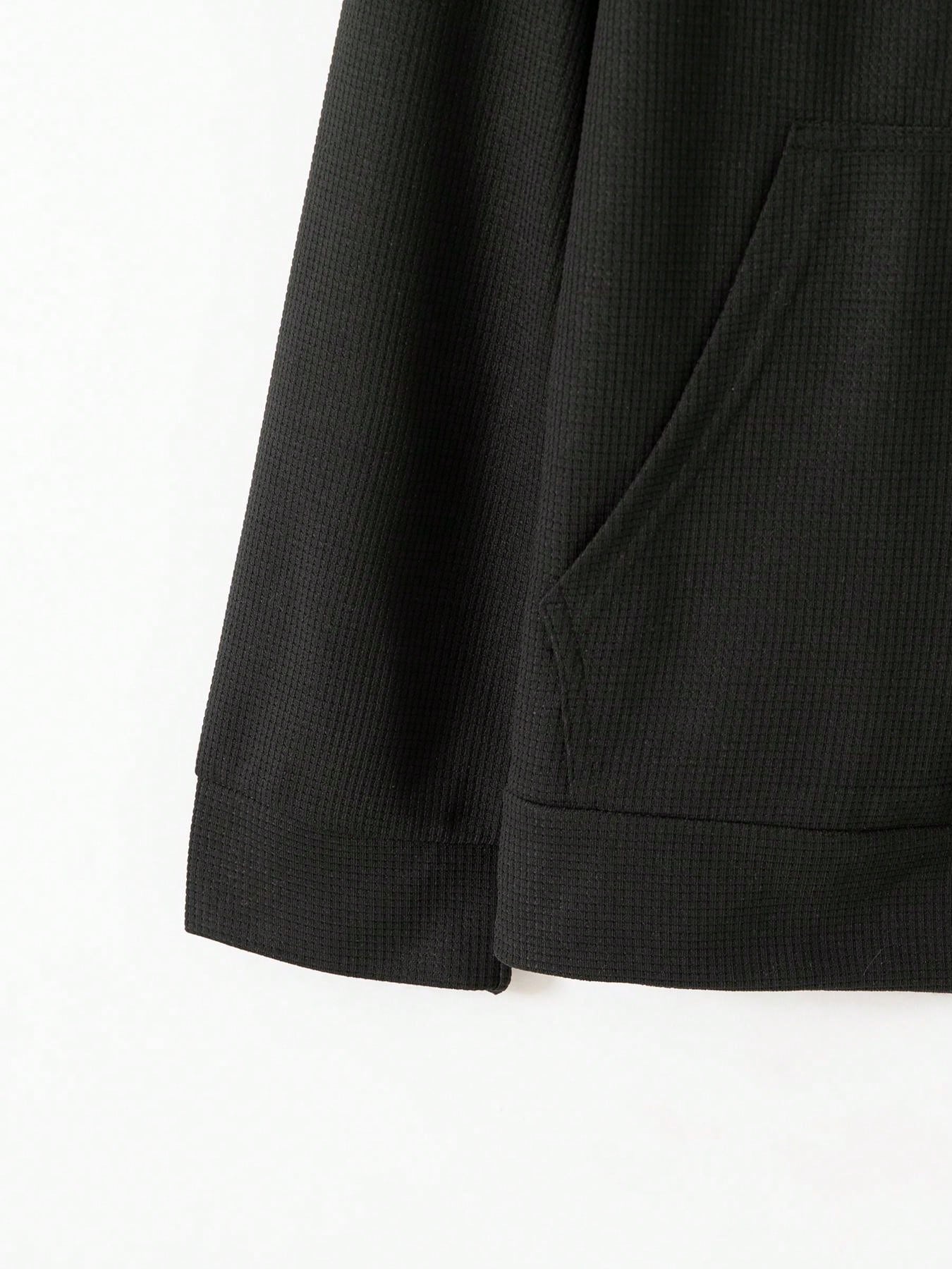 1 set Homme simple de survêtement 2 pièces, Top à col montant zippé manches longues + pantalon, de couleur unie, léger