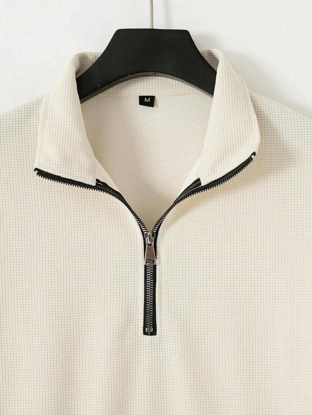 1 set Homme simple de survêtement 2 pièces, Top à col montant zippé manches longues + pantalon, de couleur unie, léger