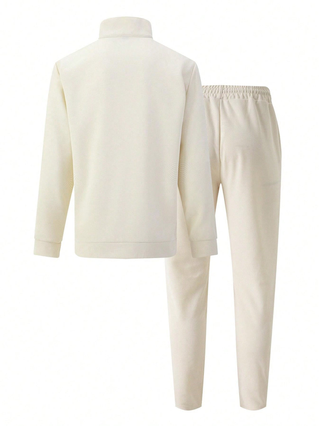 1 set Homme simple de survêtement 2 pièces, Top à col montant zippé manches longues + pantalon, de couleur unie, léger