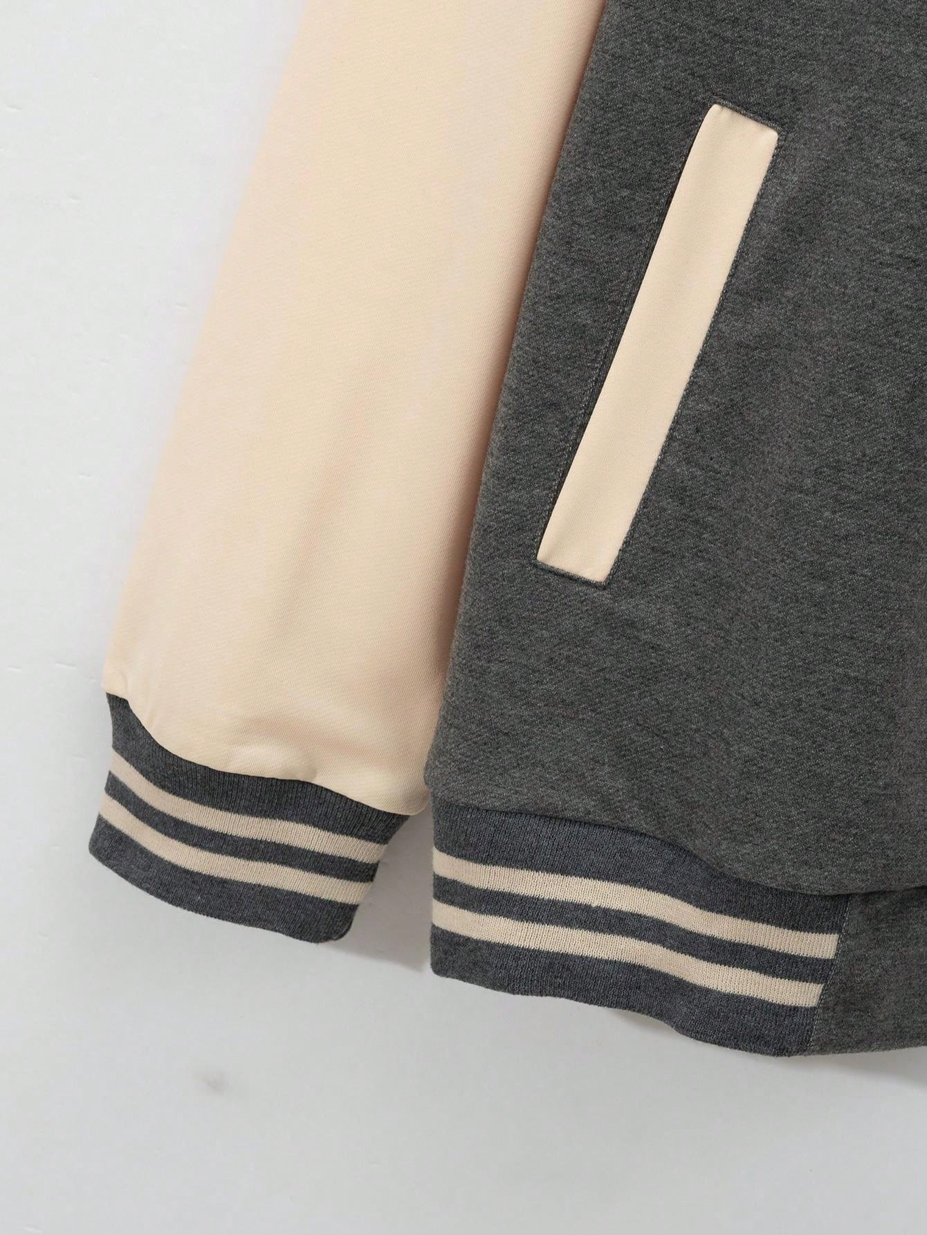 1 set Homme veste de baseball monobloc décontractée à col et pantalon, blocs de couleurs, 2 pièces, d'épaisseur moyenne, convient pour les voyages et l'usage quotidien