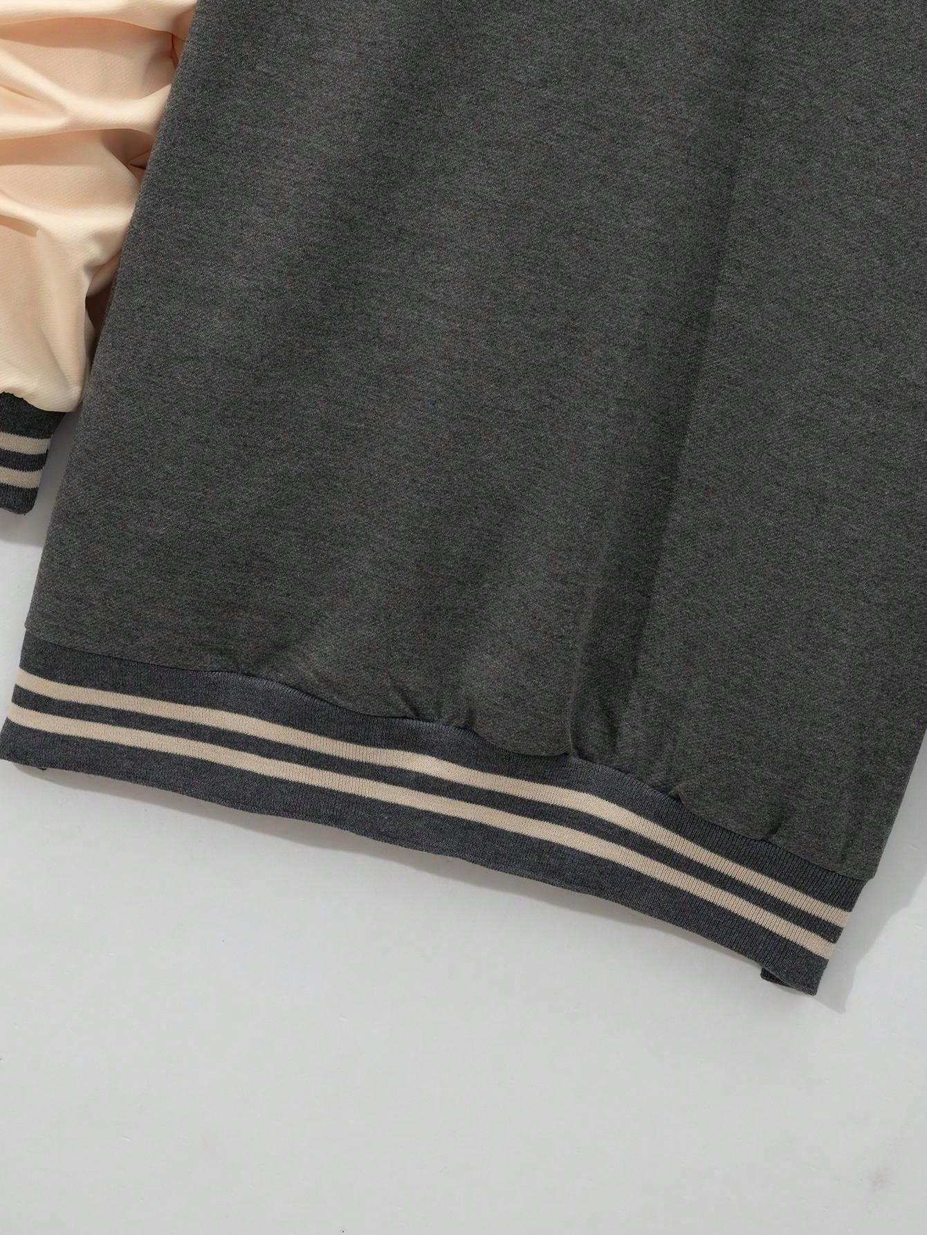 1 set Homme veste de baseball monobloc décontractée à col et pantalon, blocs de couleurs, 2 pièces, d'épaisseur moyenne, convient pour les voyages et l'usage quotidien