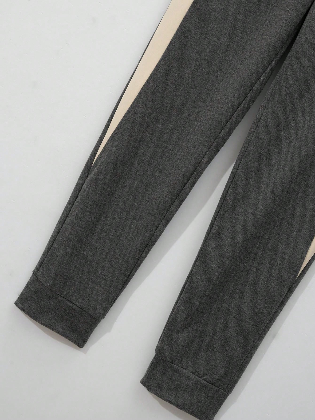 1 set Homme veste de baseball monobloc décontractée à col et pantalon, blocs de couleurs, 2 pièces, d'épaisseur moyenne, convient pour les voyages et l'usage quotidien