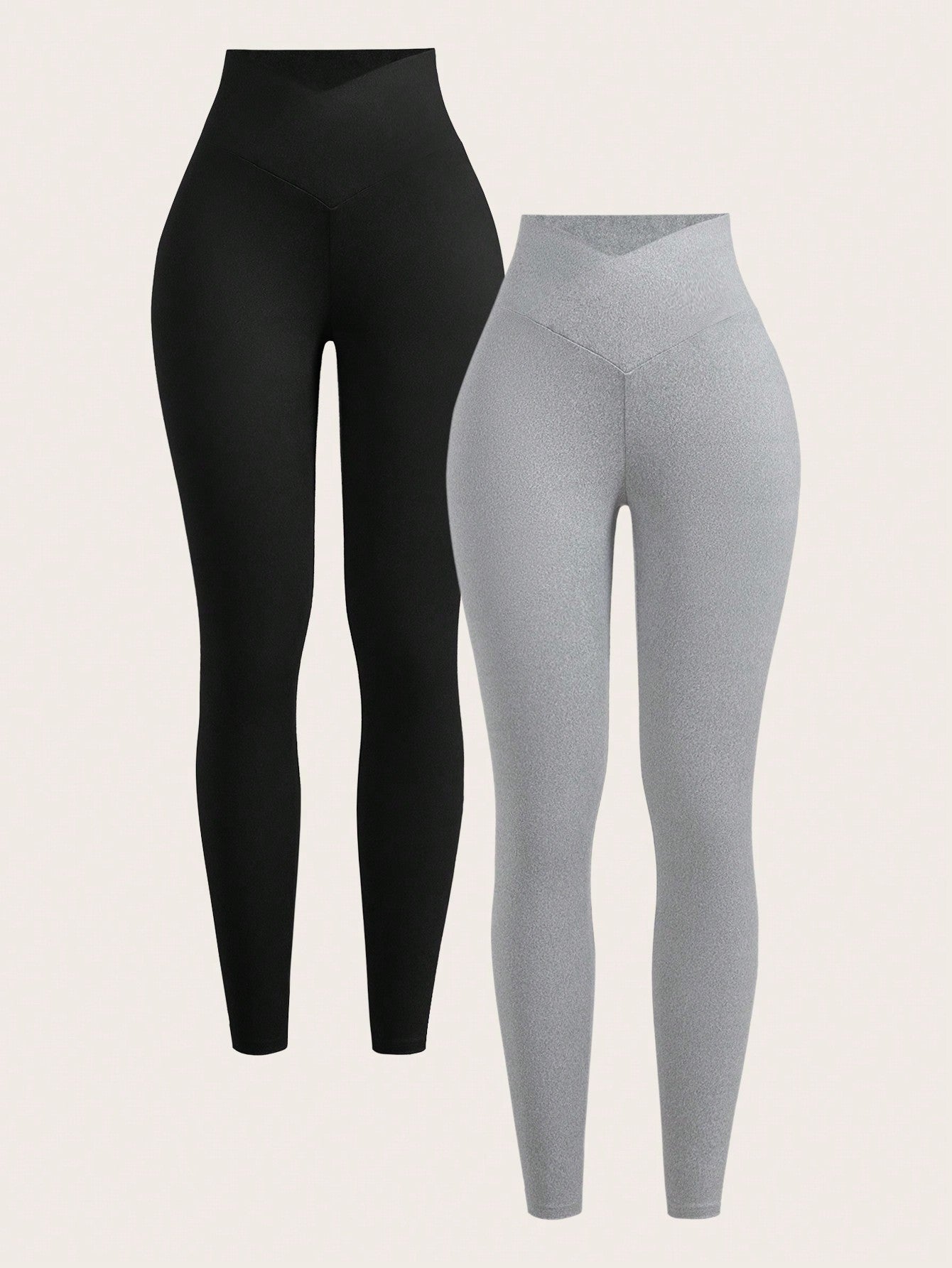SHEIN EZwear Leggings décontracté moulants asymétriques taille étroite de couleur unie pour femmes