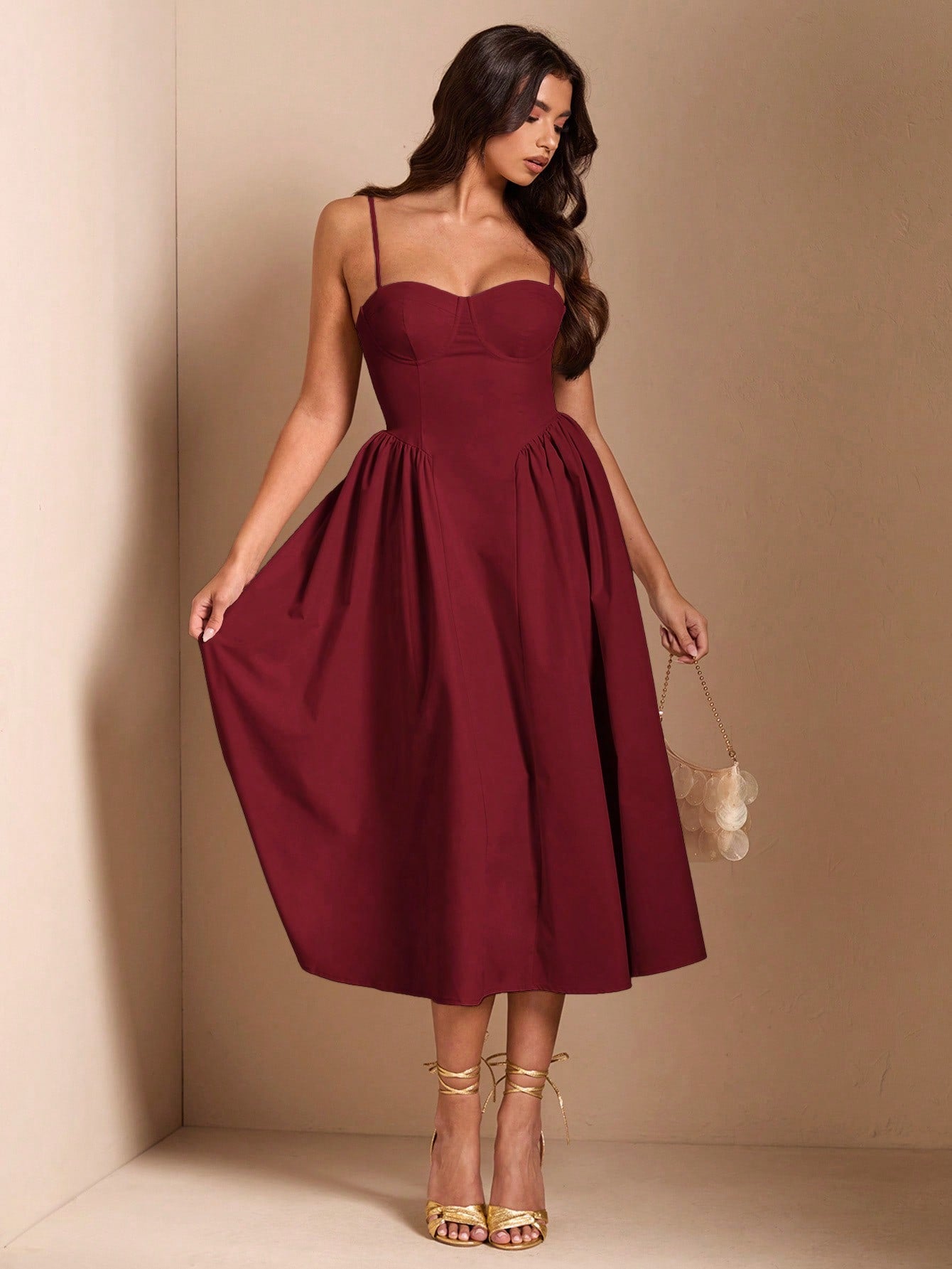 SHEIN BAE Élégante robe longue en tulle pour femmes, convient pour les sorties décontractées, les sorties, les fêtes de boîte de nuit, la saison d'automne