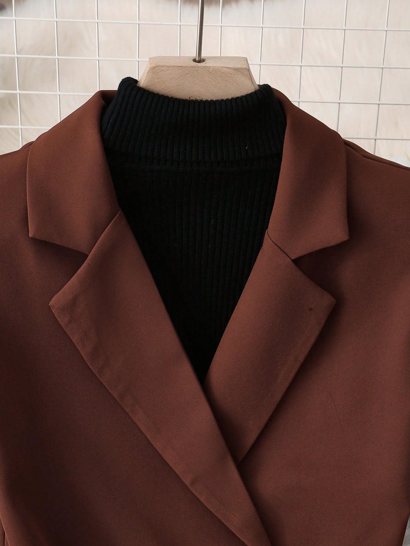 SHEIN Clasi Blazer sans manches à double boutonnage de couleur unie décontracté
