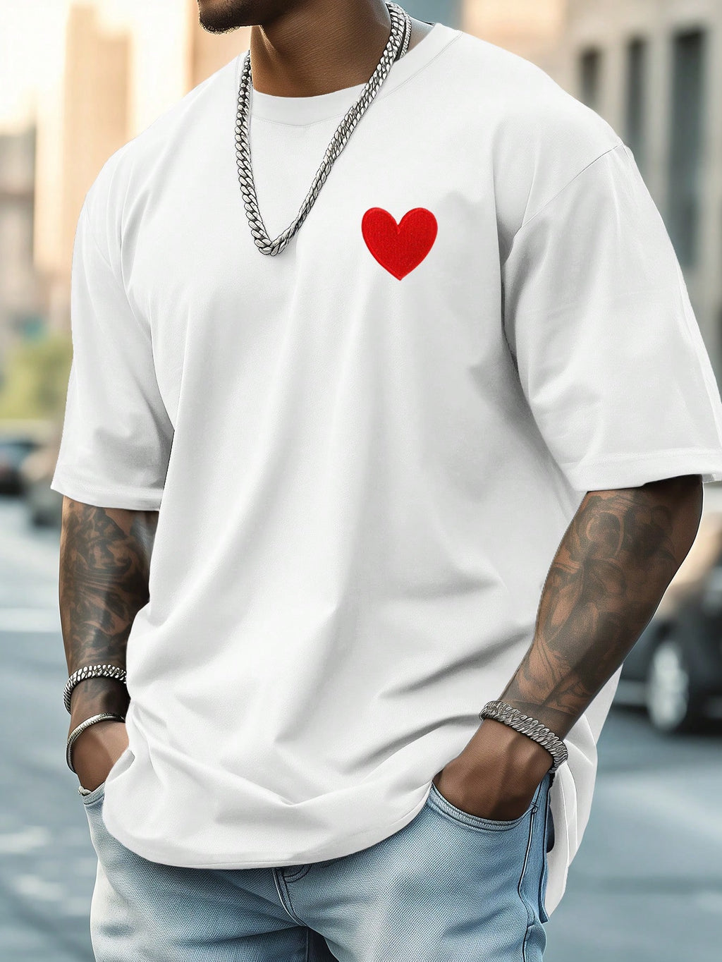 T-shirt Homme À Broderie Cœur
