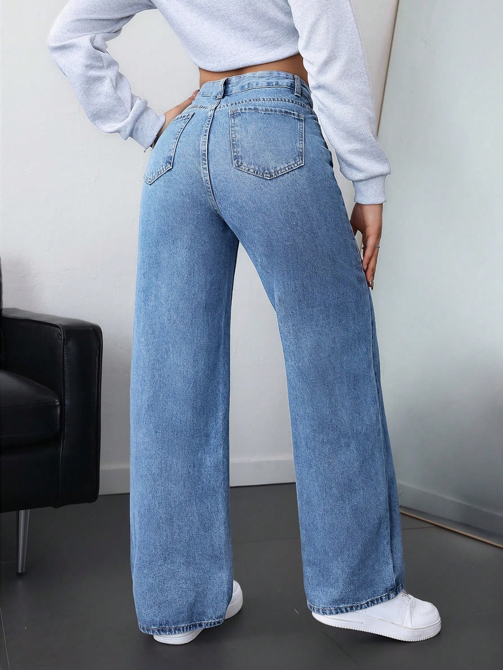 SHEIN EZwear Jean Droit Taille Haute