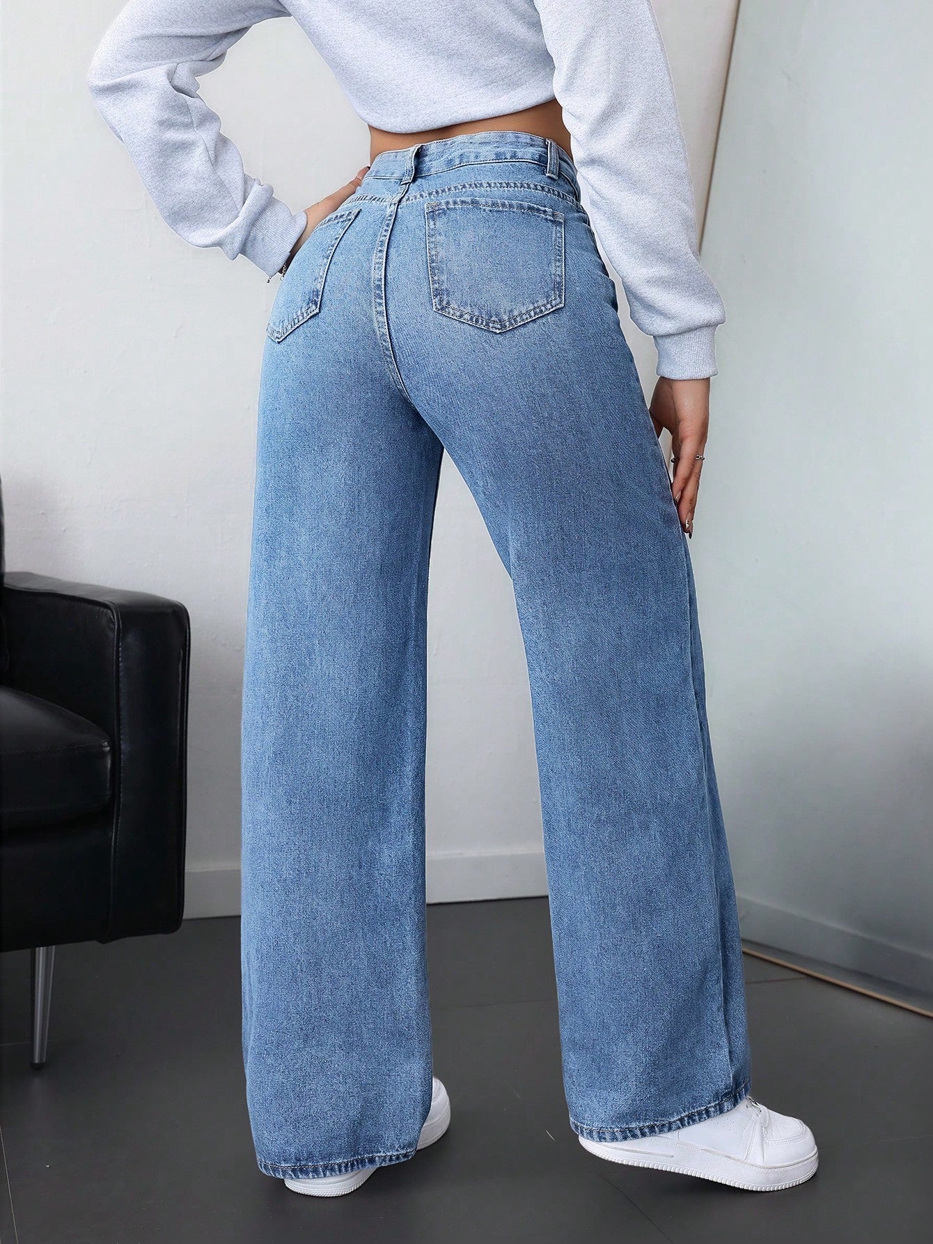 SHEIN EZwear Jean Droit Taille Haute