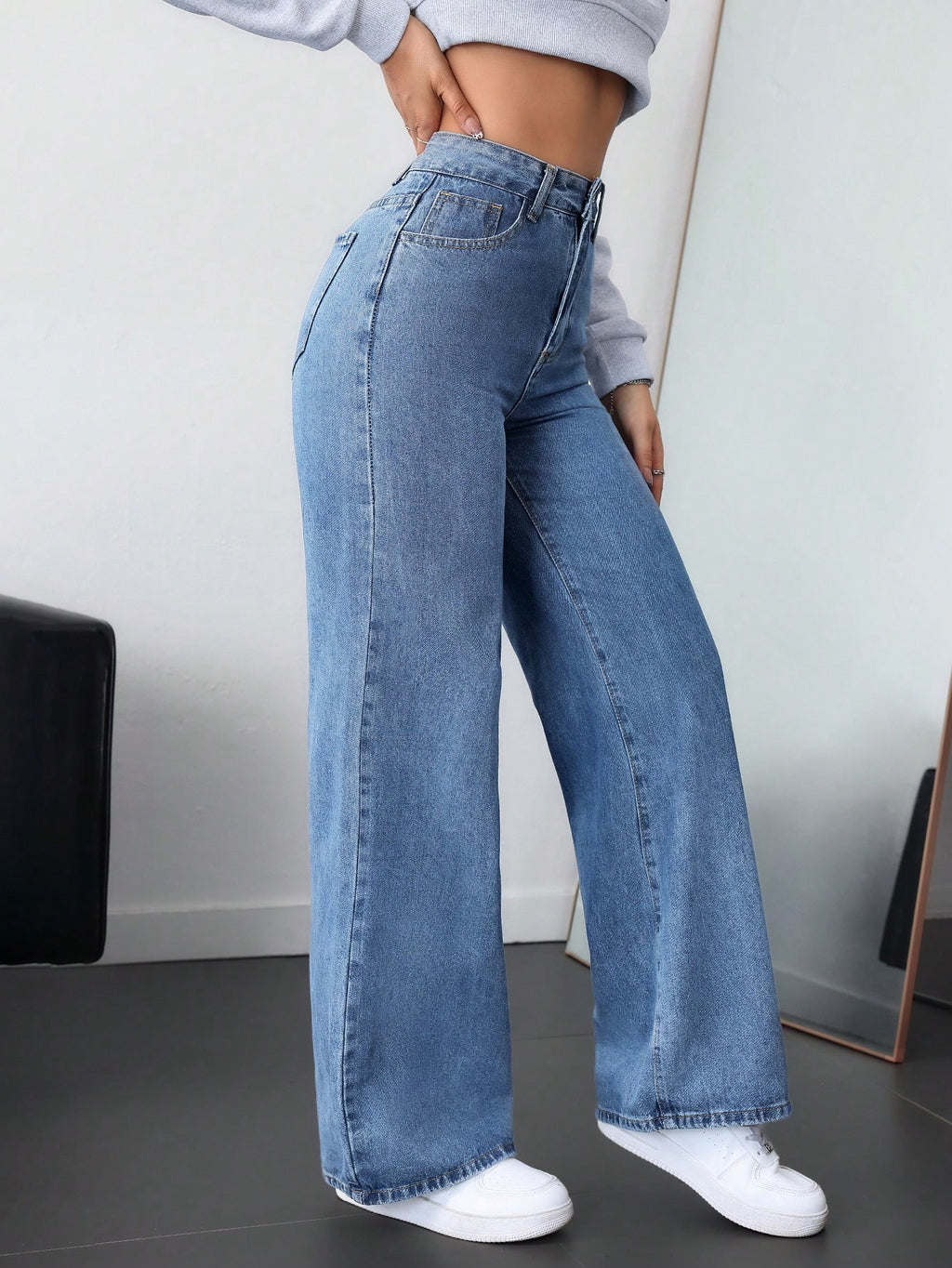 SHEIN EZwear Jean Droit Taille Haute