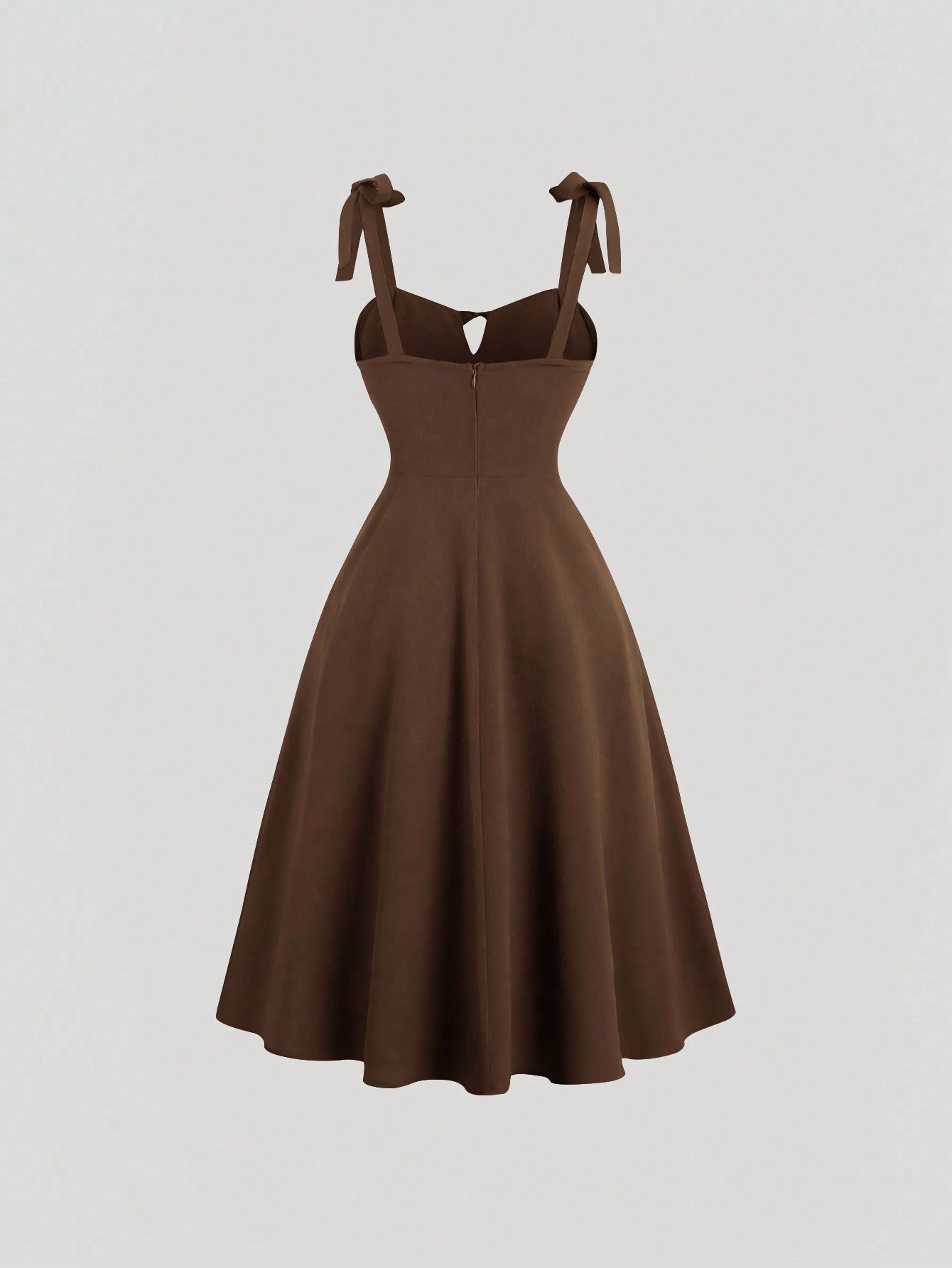 Sweetra Robe cache-cœur à lacets sans dos de couleur unie avec taille marquée, couleur bordeaux, tenue pour femme