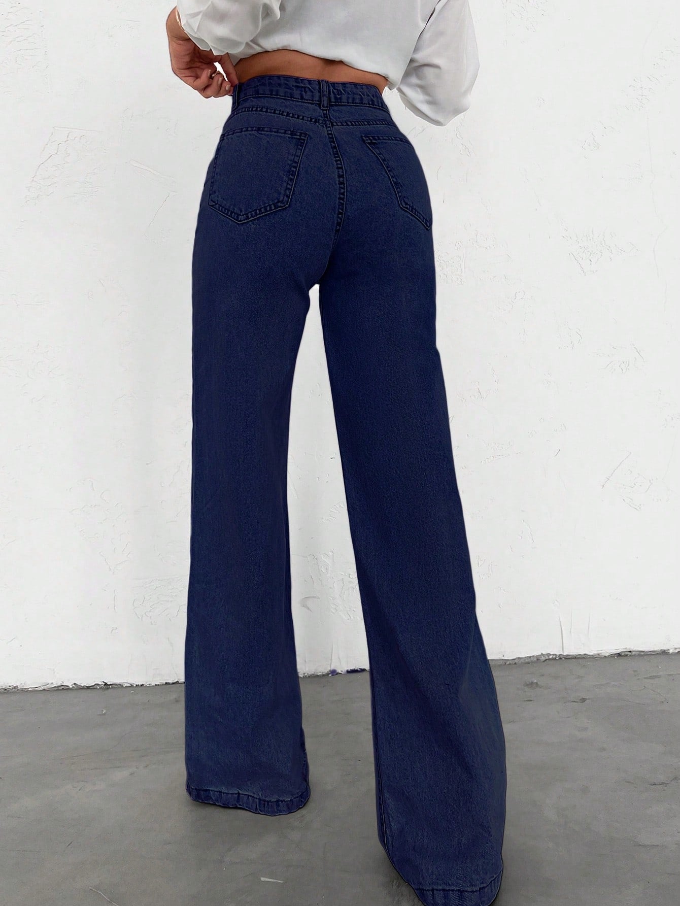 SHEIN Tall Jean grande taille à jambe large et ourlet long, 100% coton
