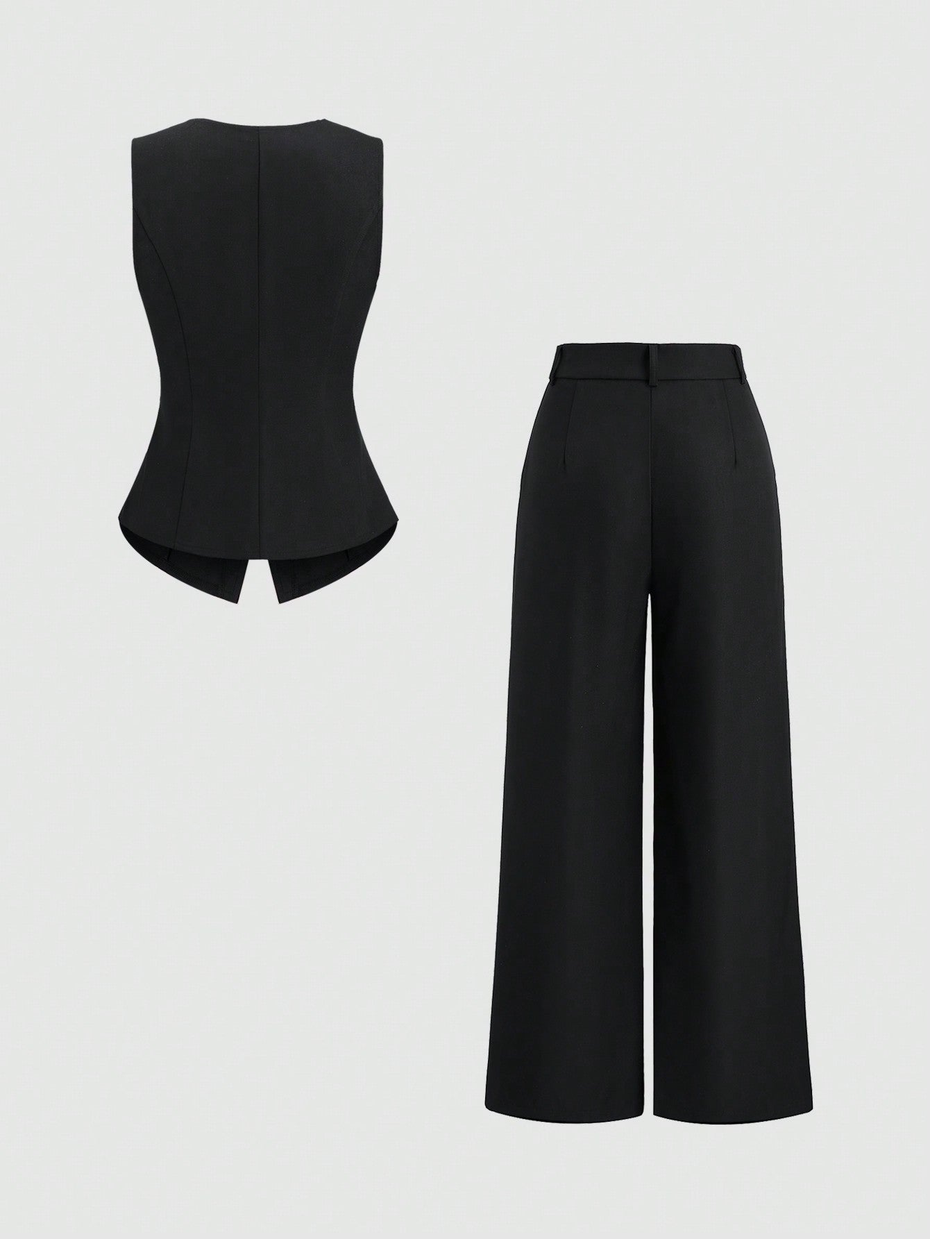 Sweetra Ensemble 2 pièces pour femmes, composé d'un gilet croisé et d'un pantalon large plissé