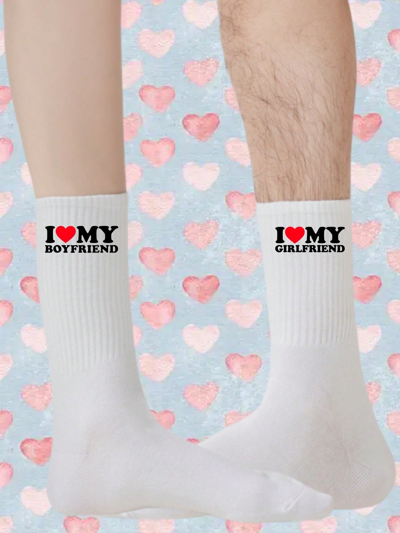 2 paires de chaussettes d'équipage pour couple, motif cœur blanc, minimaliste et , mignon et confortable, absorbant l'humidité, retour à l'école