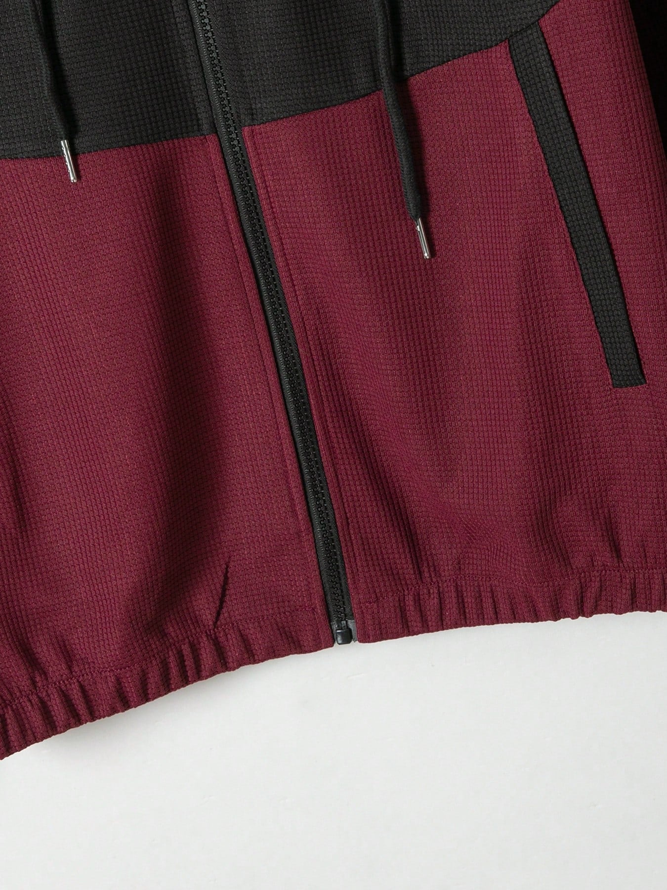 Ensemble veste décontractée pour homme, veste à capuche zippée en patchwork gaufré + pantalon long de sport 2 pièces