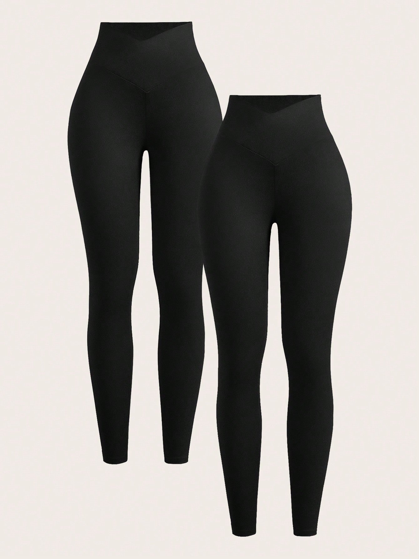SHEIN EZwear Leggings décontracté moulants asymétriques taille étroite de couleur unie pour femmes