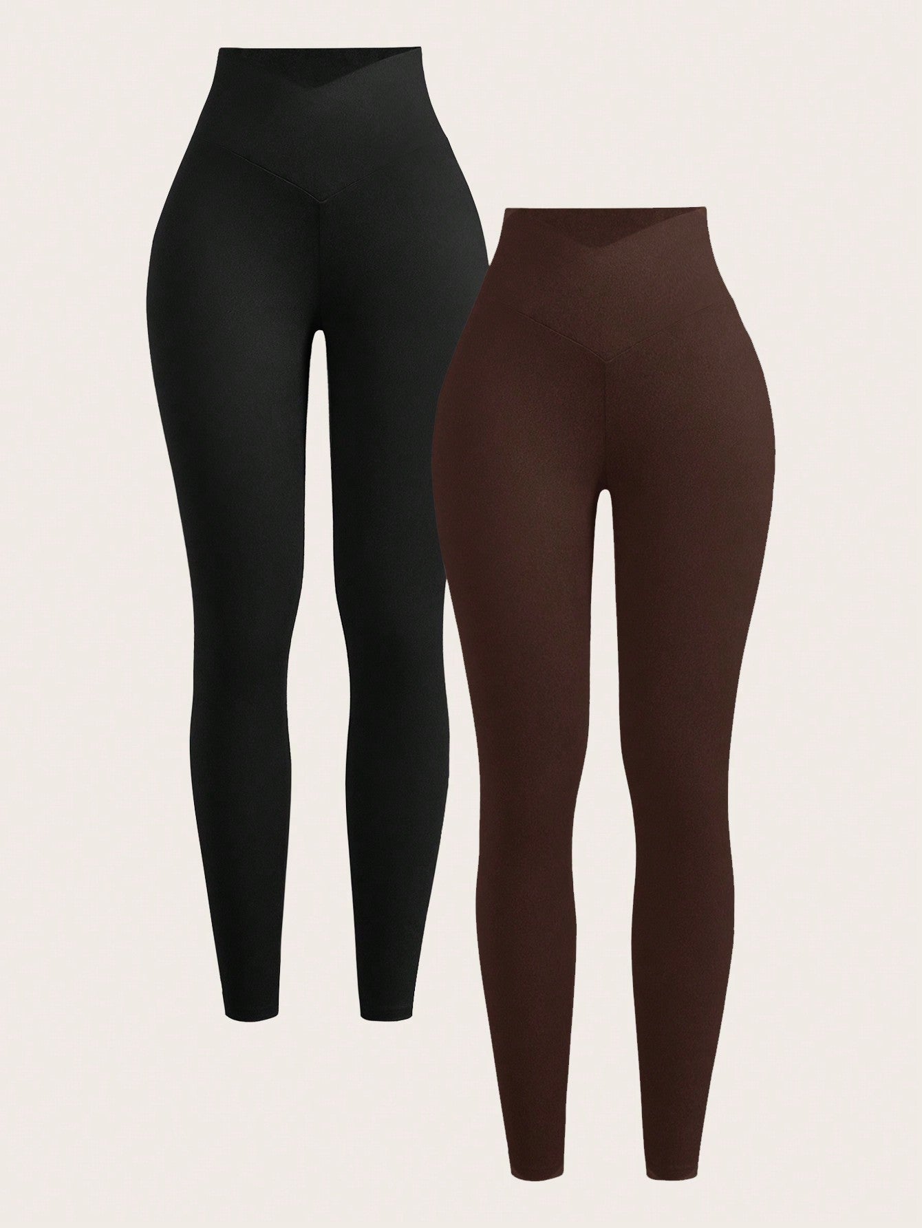 SHEIN EZwear Leggings décontracté moulants asymétriques taille étroite de couleur unie pour femmes