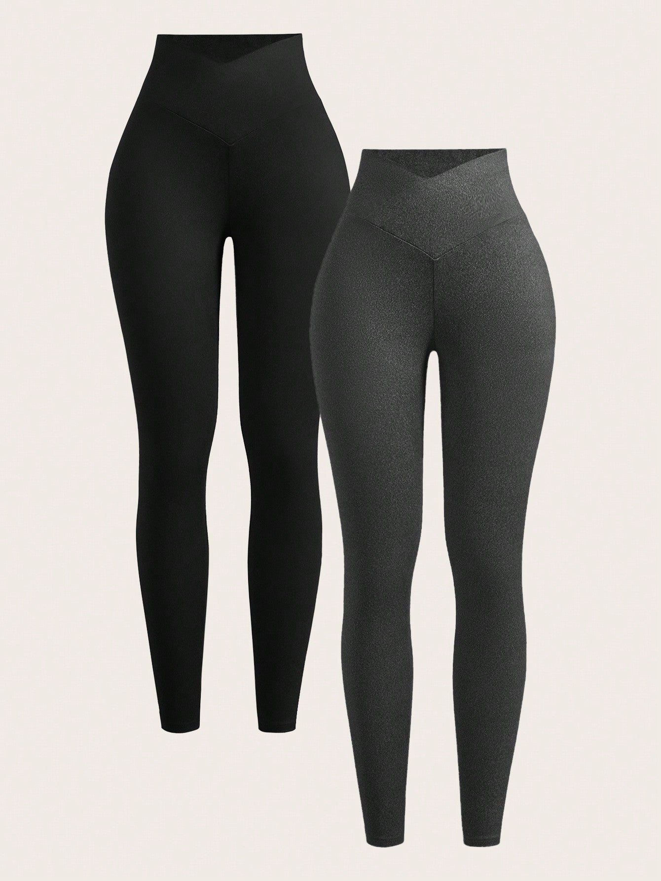 SHEIN EZwear Leggings décontracté moulants asymétriques taille étroite de couleur unie pour femmes