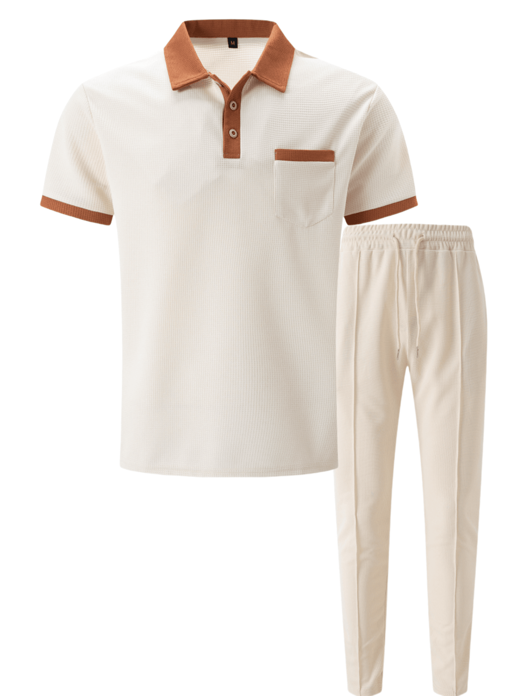 2 pièces Ensemble de sport pour homme, polo à manches courtes casual + pantalon long