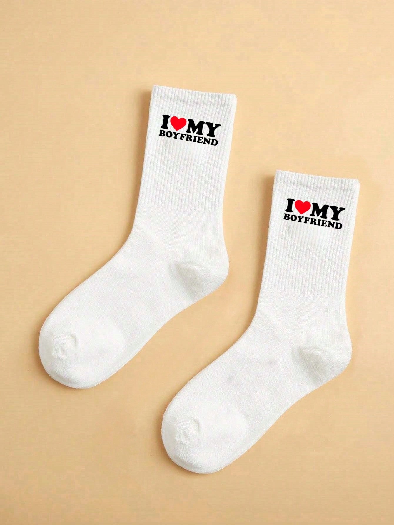 2 paires de chaussettes d'équipage pour couple, motif cœur blanc, minimaliste et , mignon et confortable, absorbant l'humidité, retour à l'école