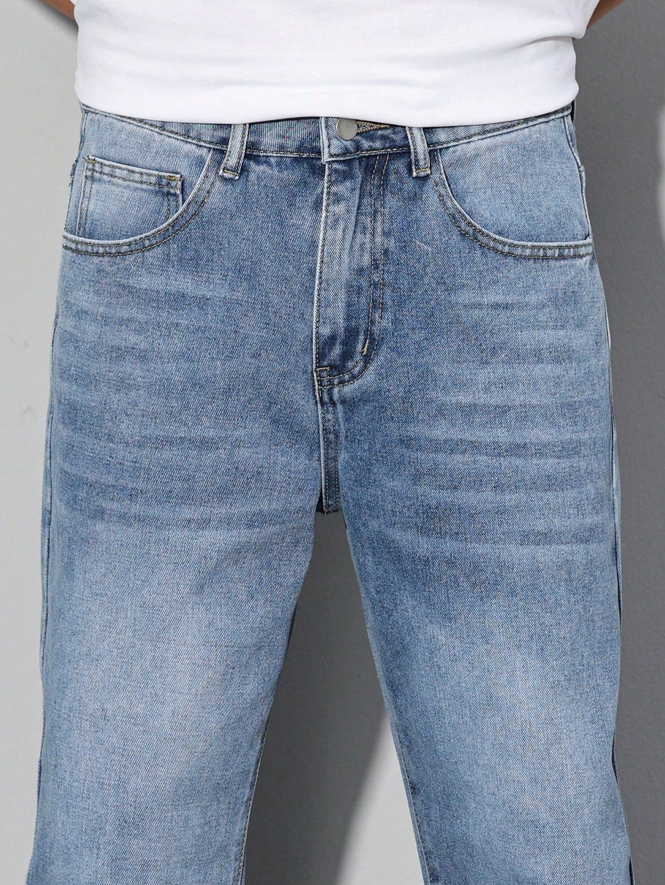 Manfinity Homme Jeans décontractés délavés à coupe effilée pour hommes