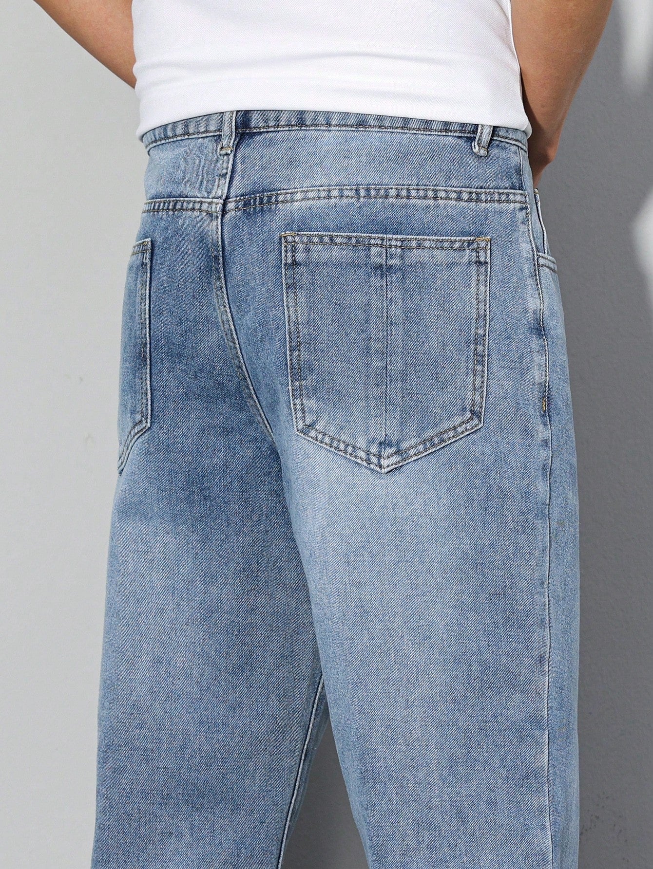 Manfinity Homme Jeans décontractés délavés à coupe effilée pour hommes