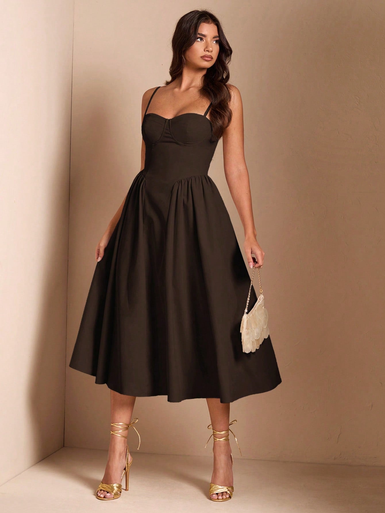 SHEIN BAE Élégante robe longue en tulle pour femmes, convient pour les sorties décontractées, les sorties, les fêtes de boîte de nuit, la saison d'automne