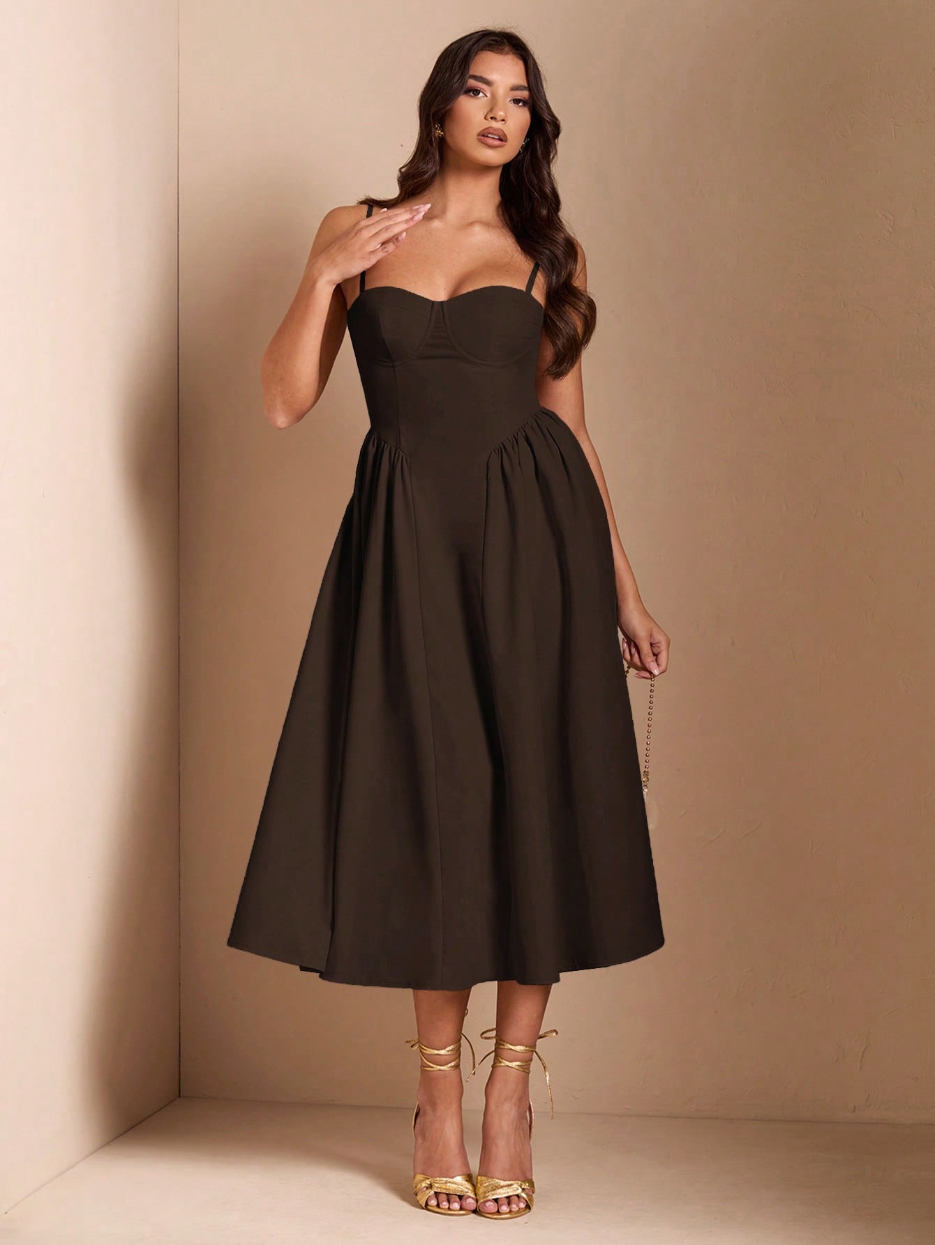 SHEIN BAE Élégante robe longue en tulle pour femmes, convient pour les sorties décontractées, les sorties, les fêtes de boîte de nuit, la saison d'automne