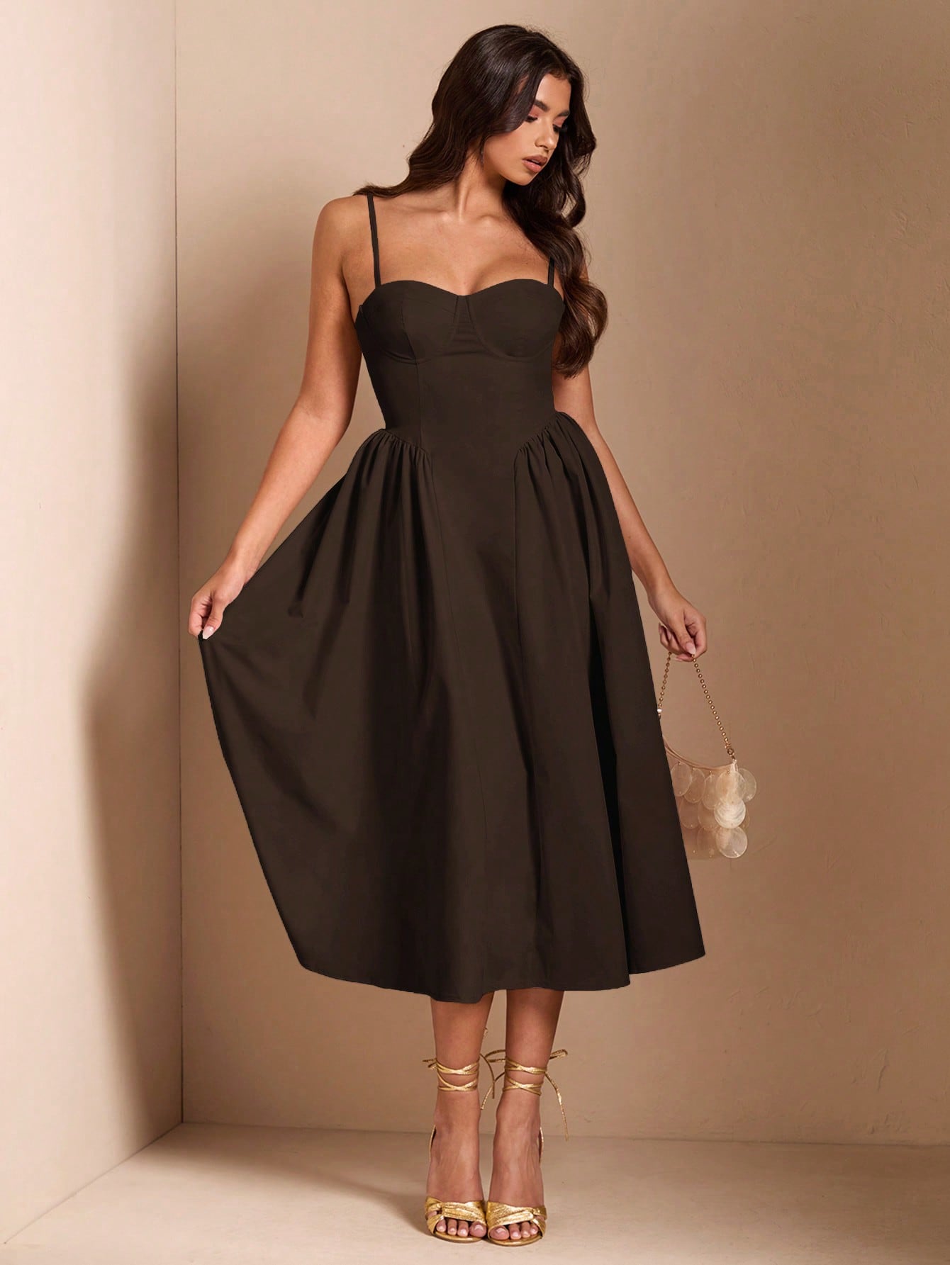 SHEIN BAE Élégante robe longue en tulle pour femmes, convient pour les sorties décontractées, les sorties, les fêtes de boîte de nuit, la saison d'automne