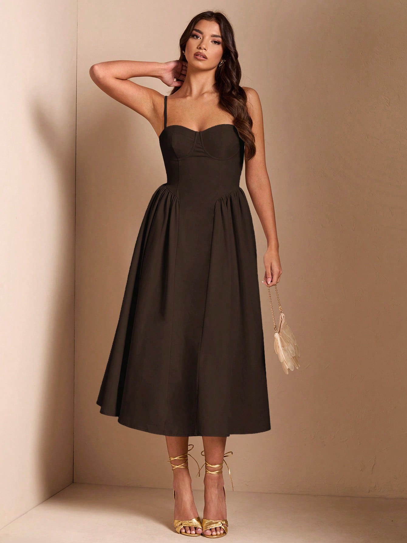 SHEIN BAE Élégante robe longue en tulle pour femmes, convient pour les sorties décontractées, les sorties, les fêtes de boîte de nuit, la saison d'automne