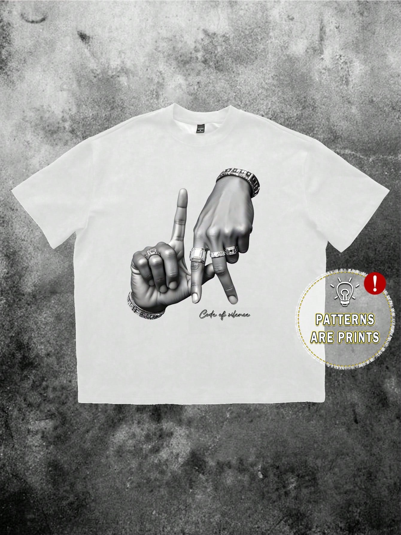 T-shirt noir imprimé de geste de la main pour hommes
