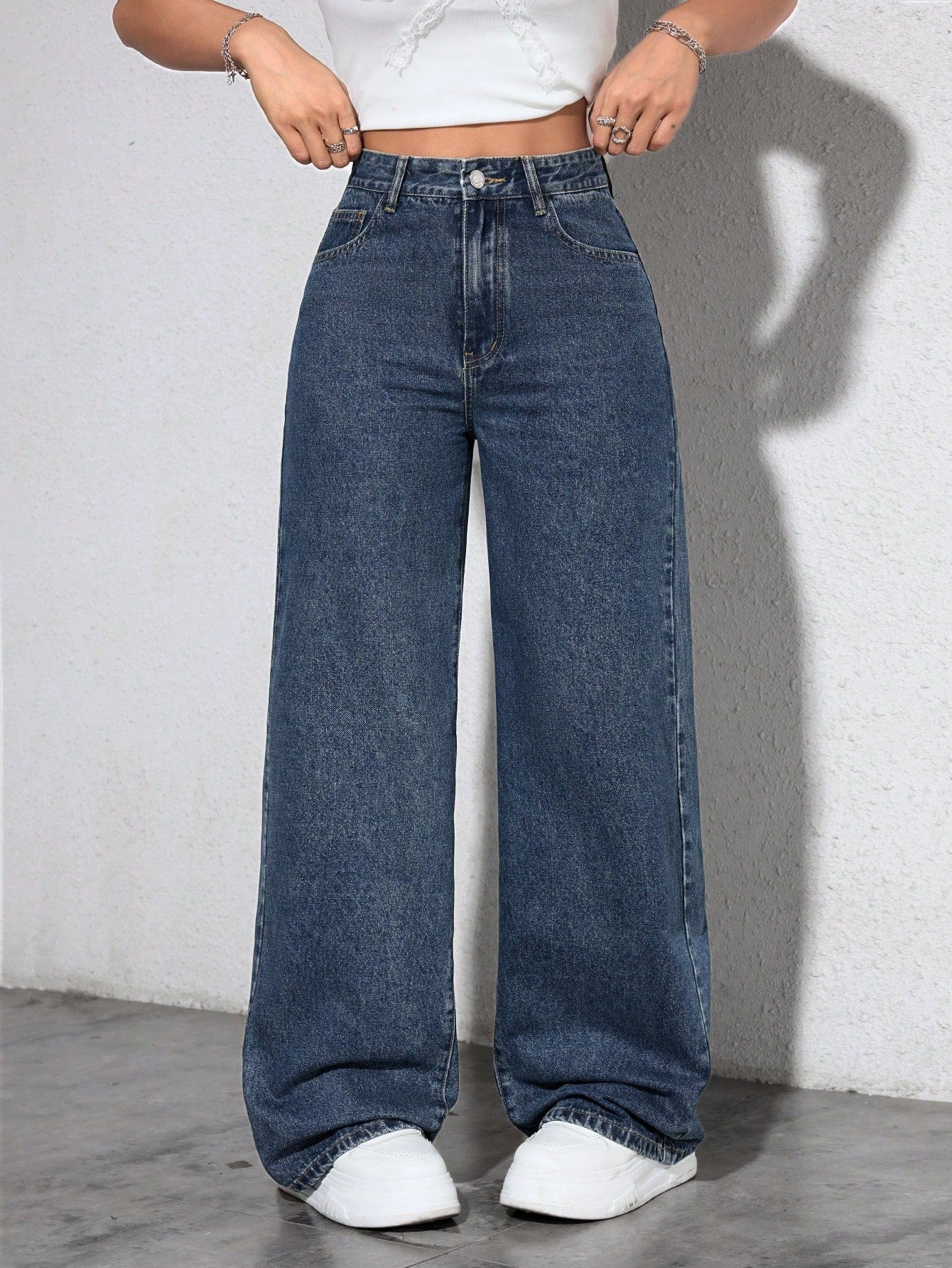 SHEIN EZwear Jean Droit Taille Haute