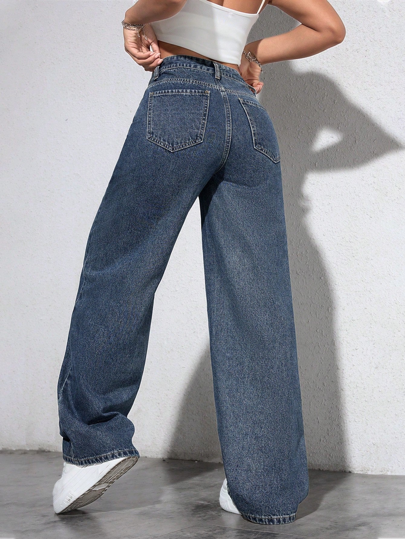 SHEIN EZwear Jean Droit Taille Haute