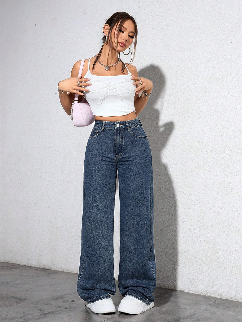SHEIN EZwear Jean Droit Taille Haute