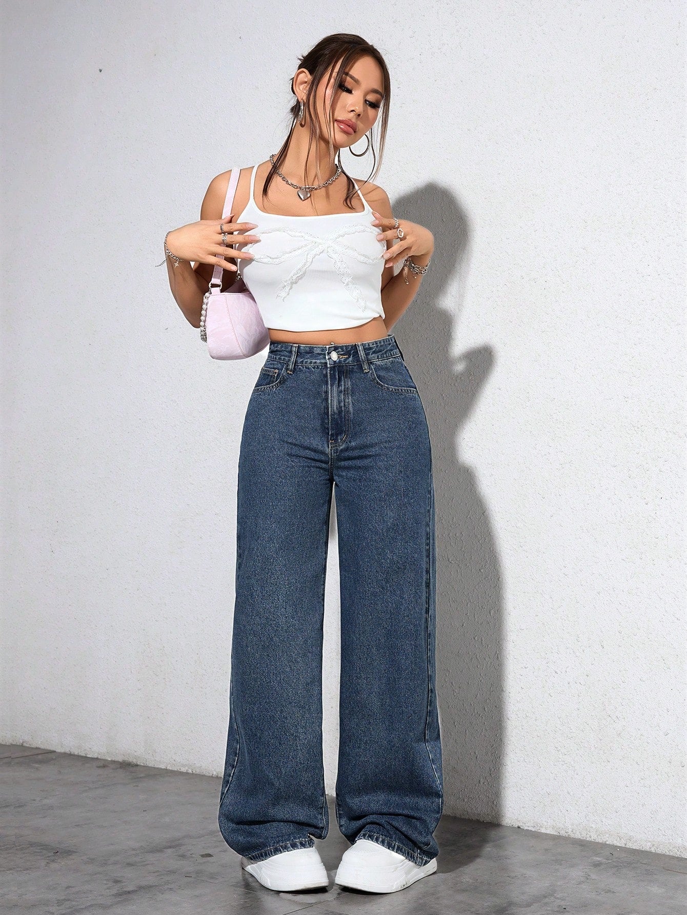 SHEIN EZwear Jean Droit Taille Haute