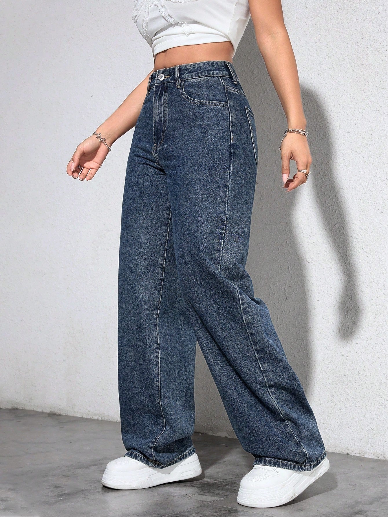 SHEIN EZwear Jean Droit Taille Haute
